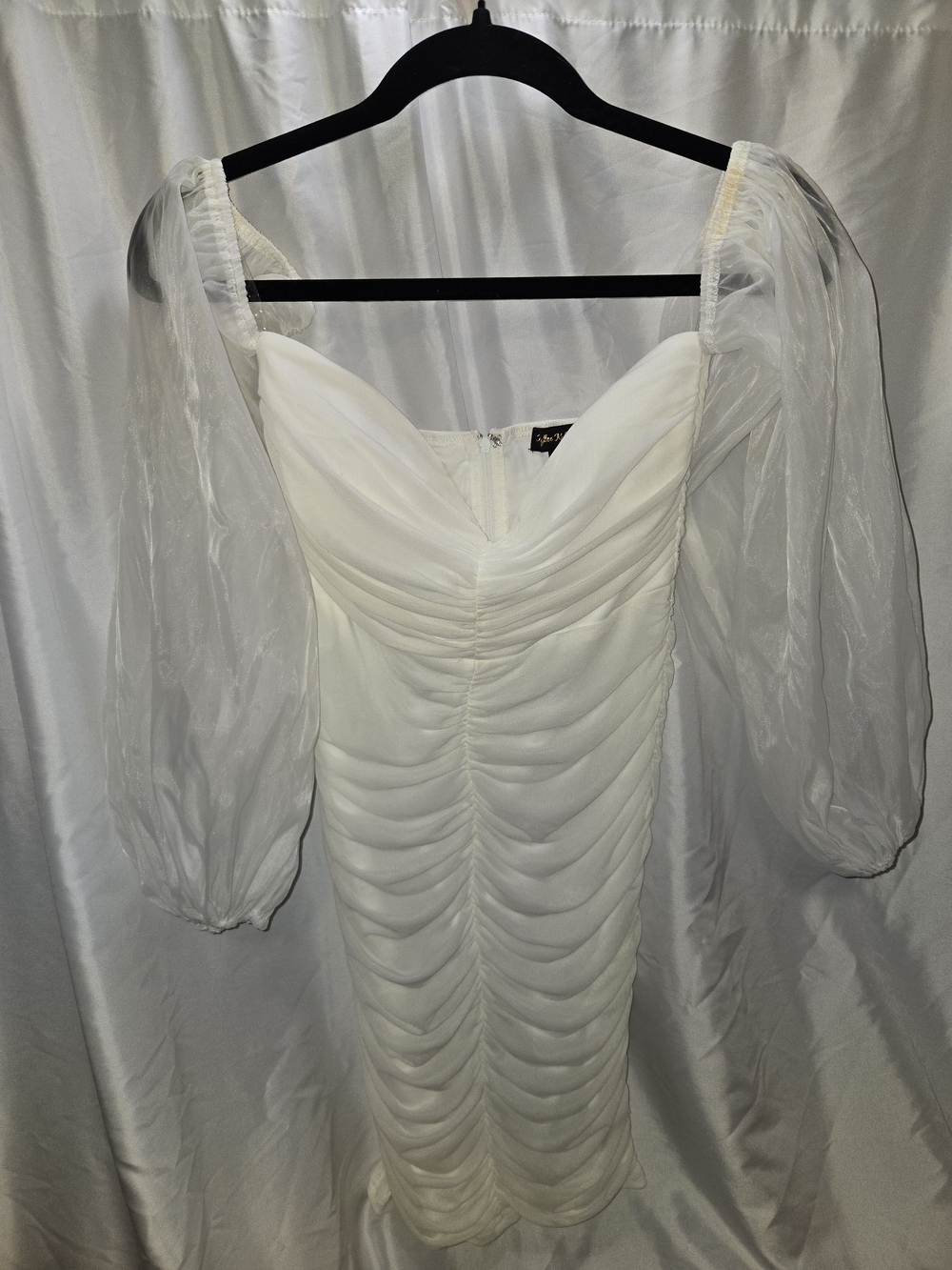 Kaylee Kollection White Ruched Mini Dress